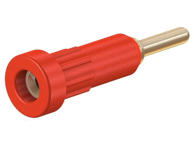 Contact; banaanstekker 2mm; 10A; Tot.l: 24,5mm; rood; geïsoleerd Contact; banaanstekker 2mm; 10A; Tot.l: 24,5mm; rood; geïsoleerd